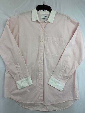 Old Navy Pale Pink Button-Down Shirt with White Collar and Cuffs